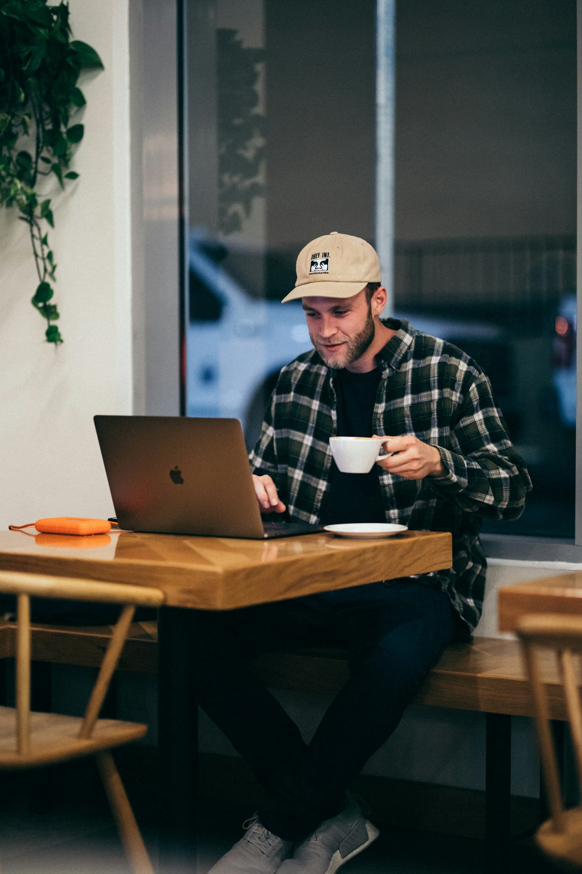 An operator working at a laptop