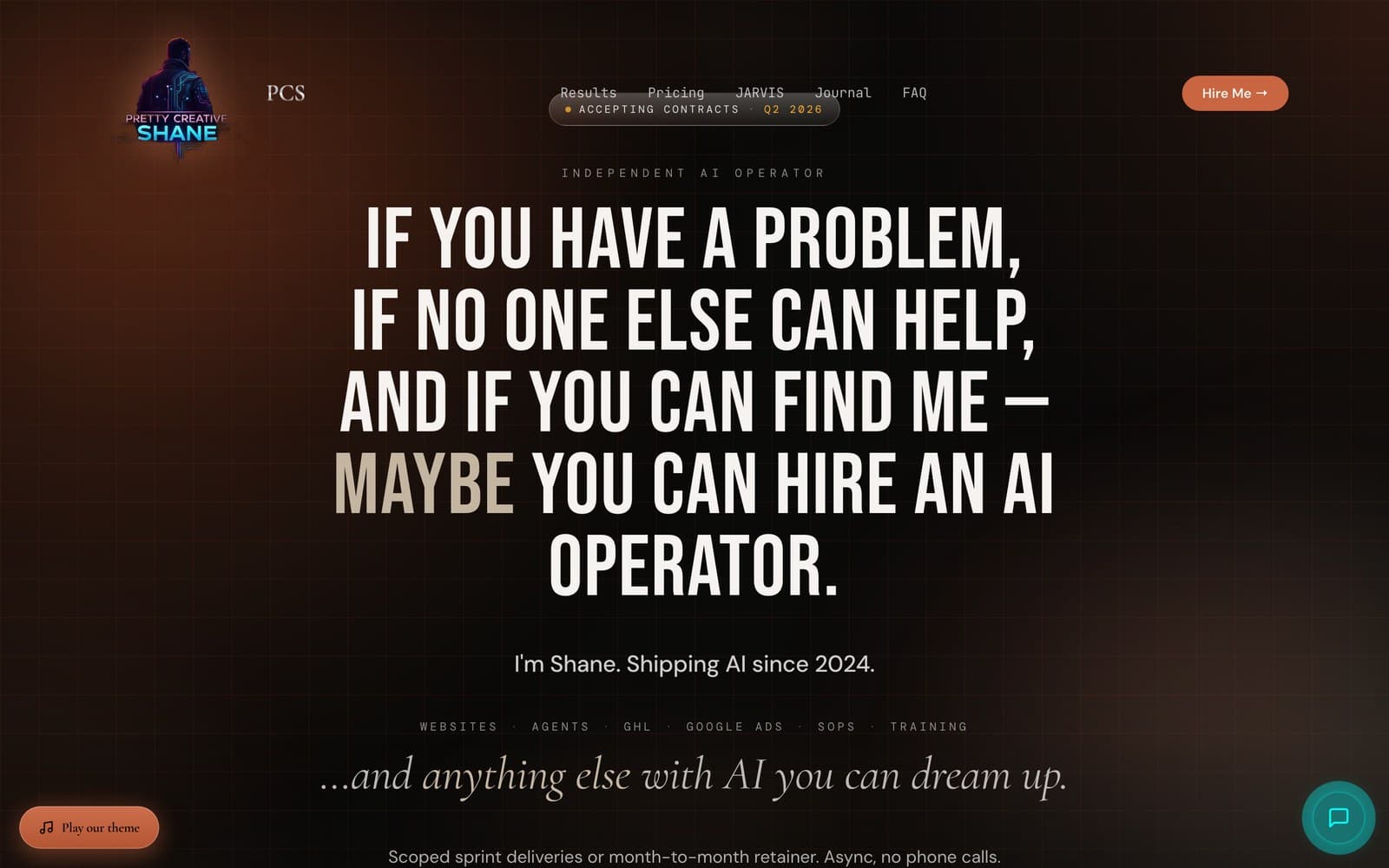 Pretty Creative Shane — live site
